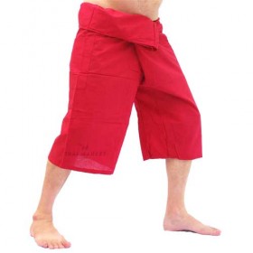 3/4 Length Fisherman Pants - Red Cotton