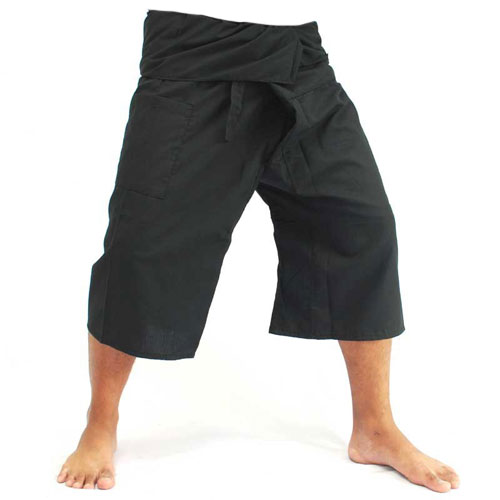 3 4 thai fisherman pants black